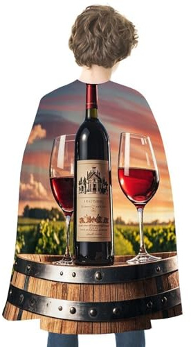 maccbn Halloween Cape Reversible Blue And Red Wine Bottle Medieval Cloak Renaissance Cosplay Birthday Party Dress Up Costume