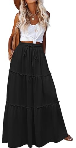 Hotouch Faldas Mujer Verano Elegante Falda Larga Línea A Negro L