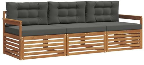 vidaXL Outdoor-Sofagarnitur 3 STK. Natur und Anthrazit