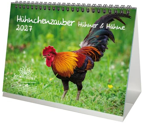 Hünchenzauber Hühner und Hähne DIN A5 Tischkalender für 2027 Vogel - Seelenzauber