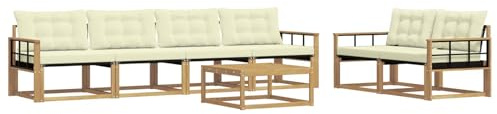 vidaXL Outdoor-Sofagarnitur 7 pcs Weiß und Creme 79 x 79 x 37 cm, Garten, modernes Outdoor-Sofa, Terrassen-Lounge-Set, Bequeme Sitzmöbel für gemütliche Abende