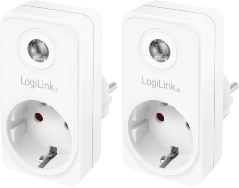 LogiLink Adattatore per presa (1 contatto di protezione CEE 7/3) con sensore crepuscolare (Confezione da 2)