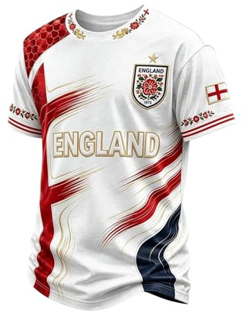 England Shirt Wm Trikot 2026 England Poloshirts Für Herren Herrenhemd mit Deutschem Flaggenprint Reißverschluss Geeignet Für Alltag Festivals and Wettkämpfe Hemd Sportshirt