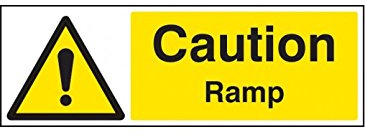 Caledonia Signs 14257M Caution Ramp Sign, 600 mm x 200 mm, Rigid Plastic