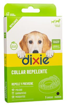 DIXIE - Collar Repelente Perros - 58 cm - Color Marrón- Collar Repelente y Protector contra Mosquitos, Piojos, Pulgas y Garrapatas - sin Insecticidas - Protege hasta 3 Meses