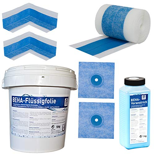 BEHA bluetec Dichtset Dichtband Flüssigfolie Tiefengrund Abdichtset Bad Dusche Sanitär Küche