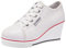 ANUFER Mujer Tacón de Cuña con Cordones Lona Zapatos Deportivos Alpargatas SN02435 Blanco EU39.5