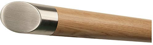 TIBU Eiche Holz Handlauf Geländer lackiert Ø 42 mm mit montierten Edelstahl Endstücken ohne Halter, Länge: 5000 mm / 500 cm / 5,0 m Enden: schräges Endstück