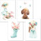 LALELU-Prints Bilder Kinderzimmer Poster Babyzimmer Deko Mädchen Jungen Kinderbilder Set Kinderzimmerbilder (Hundemädchen 4er Set)