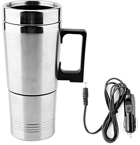 Hervidor eléctrico-Duokon 350ML + 150ML Coche de acero inoxidable Hervidor eléctrico Café Té Termo Taza de calentamiento de agua 12V
