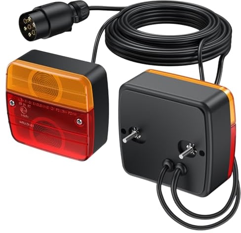Rückleuchten Rücklicht Set Justech PKW-Anhänger Rücklicht Komplettset Leuchtensatz Anhängerbeleuchtung 12V 7-Pin Stecker mit 7,5m Kabel 5 Funktionen mit E11 für Wohnwagen Anhänger KFZ