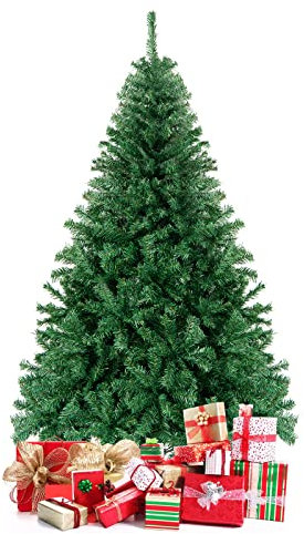 GOPLUS 180/225cm Árbol de Navidad Artificial Automatica 180 CM con 1000 Puntas de Rama PVC Ignífuga, Decoración Navideña con Soporte de Metal, Fácil de Montar, Árvore de Natal Frondoso, Verde