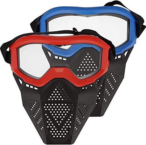 Toyer 2er Pack Gesichtsmaske Taktische Maske Kompatibel mit Nerf Rival, Apollo, Zeus, Khaos, Atlas und Artemis Blasters Rival Mask (Rot & Blau)
