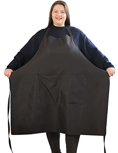APRONNER Plus Size Aprons for Women with Pockets Durable Long Adjustable Bib Kitchen Cooking, Diet, More Size