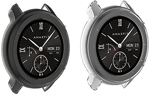 Kobmand Kobmand Hülle Kompatibel mit Amazfit GTR 42MM,2 Stück TPU weiches Anti-Fall-Uhrenetui für Amazfit GTR 42MM
