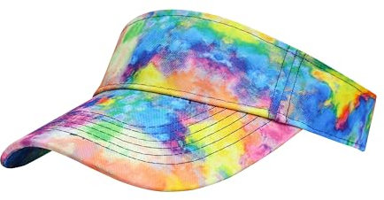 ANDICEQY Sport Sun Visor Hats Adjustable Empty Top Baseball Cap Cotton Ball Caps for Women and Men, Tie Dry-multicolor, 6 3/8