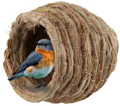 Casas De Pájaros para Exteriores, 8CM Tejida A Mano Nido De Pájaros Hierba Casa De Pájaros Jaula De Pájaros Accesorios Nido Periquitos Nido De Pájaro Tejido A Mano para Periquito Loro Cacatúa Pinzón