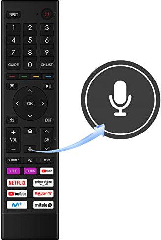 ERF3D80H Mando a Distancia de Repuesto para HISENSE TV 50A6G 50A7GQ 50E76GQ 55A6G 55E76GQ 65A53FEVS 65A7GQ 75A7GQ A20490T A20510B A20531L A211123 75A6BG 55A6G 65A6BG A22081K A21420A G21049G A21094B