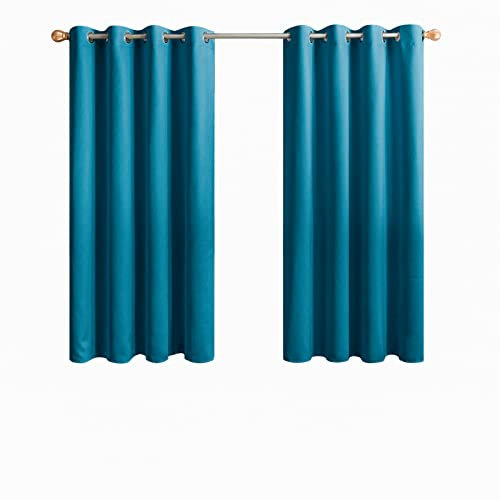 Topfinel Teal Eyelet Thermal Insulated Blackout Curtains for Living Room & Bedroom, W117 x L137 CM, 2 Panels