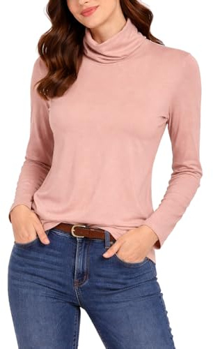 Sous-pull Femme en Viscose Taupe – Taille XL – Col Roulé – Manches Longues