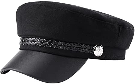 LAEMILIA Damen Schirmmütze Kapitänmütze Schiffermütze mit Kordel Elbsegler Mütze Kapitän Hut Visor Kappe Schwarz