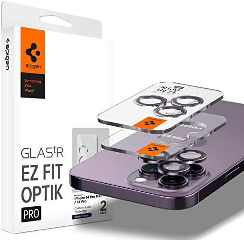 Spigen Apple iPhone 15 Pro / 15 Pro Max / 14 Pro / 14 Pro Max Kamera Lens Glass Protector Glas.tR EZ Fit Optik Pro (2 Stück) Deep Purple - AGL05597