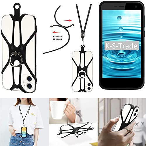 K-S-Trade Qualitativ & Innovativ 3in1 Handykette Handyband Handykordel Halsband Smartphone-Ring Handy-Ring Für Energizer H500S Fingerhalterung