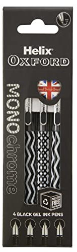 Helix Oxford Monochrome Gel Black Ink Pens x4
