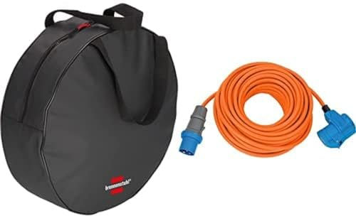Brennenstuhl Transport- und Aufbewahrungstasche für Verlängerungskabel + Brennenstuhl Camping CEE-Verlängerungskabel mit CEE-Stecker und Winkelkupplung inkl. Schutzkontakt-Kombisteckdose