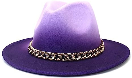 Fedora Trilby Filzhut Hut Mode Sprühfarbe Lässiger Jazzhut Für Männer Und Frauen Lässig Hut Mit Großer Krempe 58Cm 1