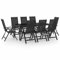 Festnight Gartenmöbel Set Alu Anthrazit 9-TLG Sitzgruppe Garten Essgruppe 8 Personen Verstellbare Rückenlehne Gartenmöbel Klappbar Gartenmöbel Set mit 8 Gartenstuhl Klappbar Gartenmöbel Sitzgarnitur