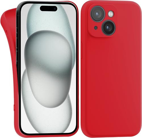 MyGadget Coque Compatible avec iPhone 15 Plus - [ Case Camera Protection ] TPU Souple & Soft - Cover Extra Fine & Légère - Étui Anti Choc - Rouge
