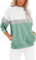 BUHIM Sweatshirt Damen Pullover Rundhals Langarmshirt Herbst Winter Farbblock Pulli Baumwolle Casual Langarm Oberteile Tops mit Taschen (A-Grün, L)