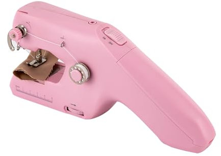 Handnähmaschine mit Doppeleinfädelung,Elektrische Mini Nähmaschine Tragbare,für Anfänger Erwachsene 24.2 * 6.02 * 10.3cm,Geeignet für den Notfalleinsatz oder an Bord Backup(Rosa)