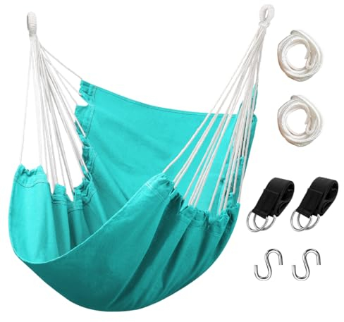 Hommtina Hängesessel Hängeseil Schaukel, max. 136 kg Hängesessel mit Tasche, hochwertiges Baumwollgewebe für überlegenen Komfort und Haltbarkeit, perfekt für Outdoor, Schlafzimmer, Terrasse, Hof