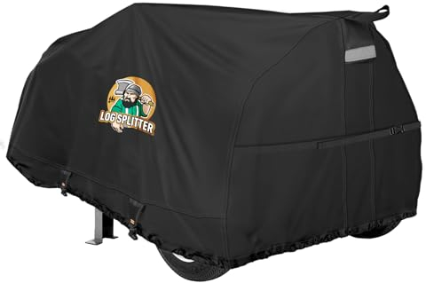 Mionovity Log Splitter Cover, 1200D Waterproof Heavy Duty Wood Splitter Cover, suitable for 15-45 ton Gas or Electric Powered Log splitter, Anti-UV and Weather-Resistant Storage Cover, Black