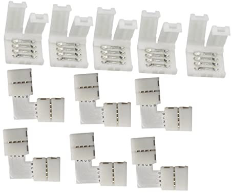 Veemoon 20stücke Rgb-led-anschluss-satz Für Led-lichtleisten Schnellanschluss-adapter Förmigen Und Staright-anschlüssen Kompatibel Mit Rgb-siebenfarbenlichtstreifen Staright-anschluss