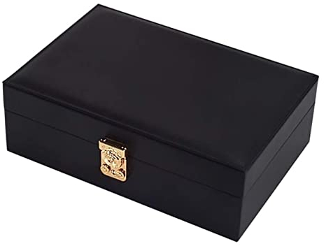 PLJKIHED Box Schmuckschatulle PU-Leder Schmuckschatulle Organizer Halsketten Aufbewahrungskoffer 2 Schichten Armband Ring Vitrine Schmuckschatullen Geschenk (Farbe: Einfarbig, Größe: 27 * 18 * 9 cm)