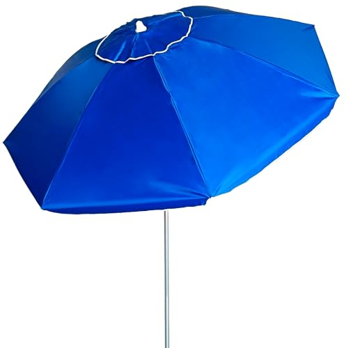 Pincho Grand parasol de plage Ø200 cm, anti-vent, protection UV 50, matériaux de qualité, tube en aluminium, tiges en fibre de verre, bâton inclinable, 10, Grande
