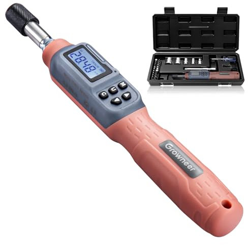GROWNEER Digital Torque Screwdriver, 2.66-53.1 In-lbs/0.3-6 Nm, 1/4'' Drive Inch Pound Torque Screwdriver Electrician with Buzzer & LED Indicator, 27 In 1 Torque Wrench Screwdriver Set