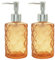 2 Pack Glass Soap Dispenser Bathroom Countertop Shampoo and Conditioner Dispenser Washing Up Liquid Hand Soap Pump Bottle Dispenser Kitchen(2, Orange)