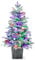 GYMAX Beleuchteter Künstlicher Weihnachtsbaum 100 cm, Kunstbaum im Topf mit 80 bunten LED-Lichtern & Betonbasis, Tannenbaum mit Schnee, Christbaum für Zuhause, Geschäft & Büro