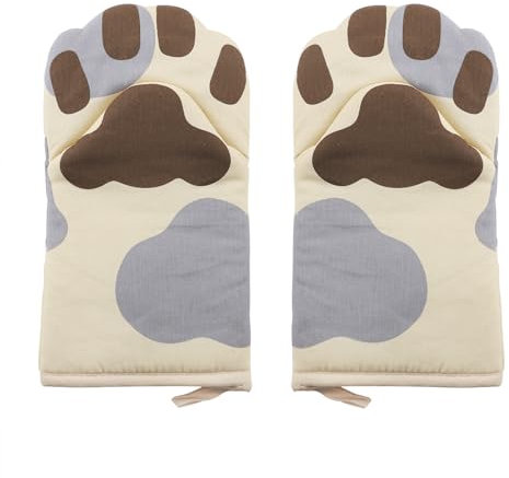 Cook Non-Slip Oven Mitts Heat Resistant Oven Gloves Cute Cat Paw Short Oversized Thick Gloves Grill Cut-Resistant BBQ Gloves Kitchen Utensils for Home Cooking Baking Grilling (1 Pair)
