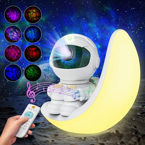 Astronauta Proiettore Stelle,Proiettore Stelle Soffitto con Nebulosa e Stella,Rumore bianco,Altoparlante Bluetooth,Timer. Proiettore Luce Notturna Bambini Lampada Luna per Decorazioni Camera da Letto