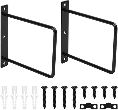 2 Pcs Equerre Etagere Murale, 150mm Équerre Étagère Flottants, Support Etagere Murale Carrés en Métal, Supports d'étagère Muraux, Etagere Murale Fixation pour Planches en Bois d'échafaudage, Noir