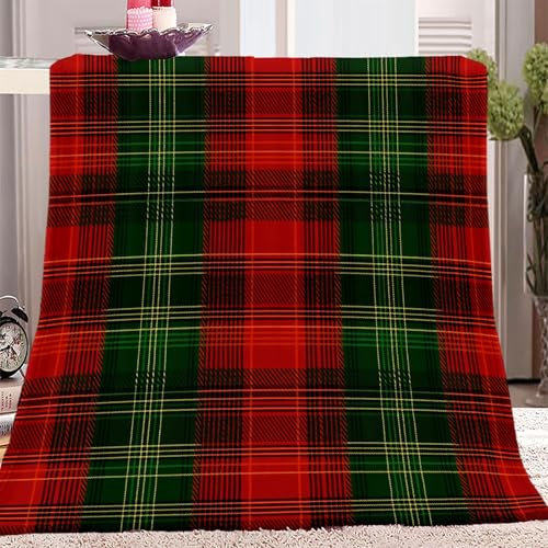 Thème de Noël Couverture de Laine 180 x 220 cm 3D Couverture Motif À Carreaux Plaid Couverture Polaire Flanelle Chaude Douce Moelleuse 3D Microfibre Couverture de Lit Couvre-lit Jeté de Canapé