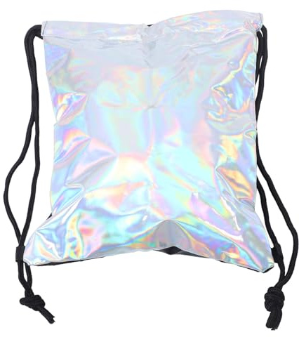 GAROZATION Fashion Rucksack Damen Metallic Pu Große Kapazität Sportbeutel Lässiger Turnbeutel Für Schule Und Alltag Silber Glänzend