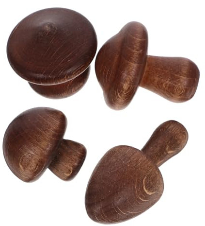 Amosfun Wandhaken Aus Holz in Pilzform 4 Stück Dekorative Kleiderbügel Stabil Für Schlafzimmer Badezimmer Schranktür Minimalistisches