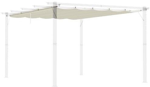 Outsunny Pergola Gazebo Dach mit 10 Entwässerungslöchern, Atmungsaktive Polyester Gazebo Abdeckung für Garten Pergola 4x3 m, Creme