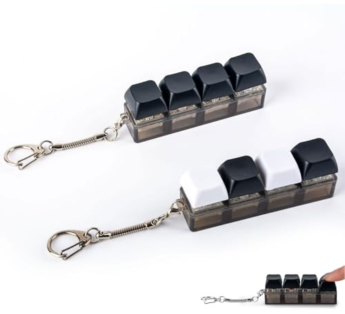 AWAVM 2 Stück Tastatur Fidget Spielzeug, Vier Schlüssel Fidget Spielzeug, Multifunktionale Stress reduzierender Schlüsselanhänger, Finger Tastatur Schlüsselanhänger ohne Licht